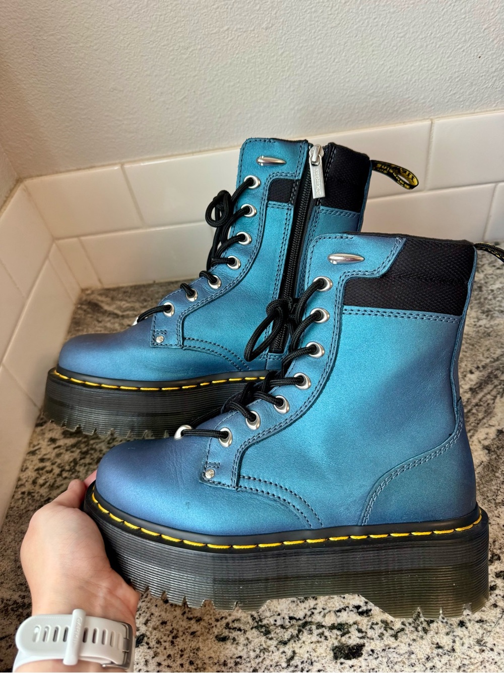 Dr. Martens Jadon II Hardware Platform Boots in Deep Pull Up Shift leather. L 7 - Picture 3 of 8